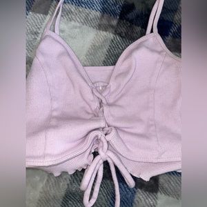 lavender tie crop tank top